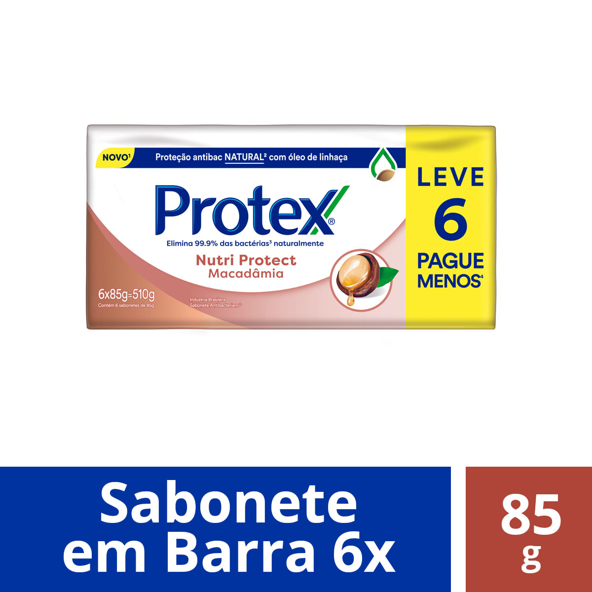 Sabonete Antibacteriano em Barra Protex Nutri Protect Macadamia 85 g Leve 6 Pague 5