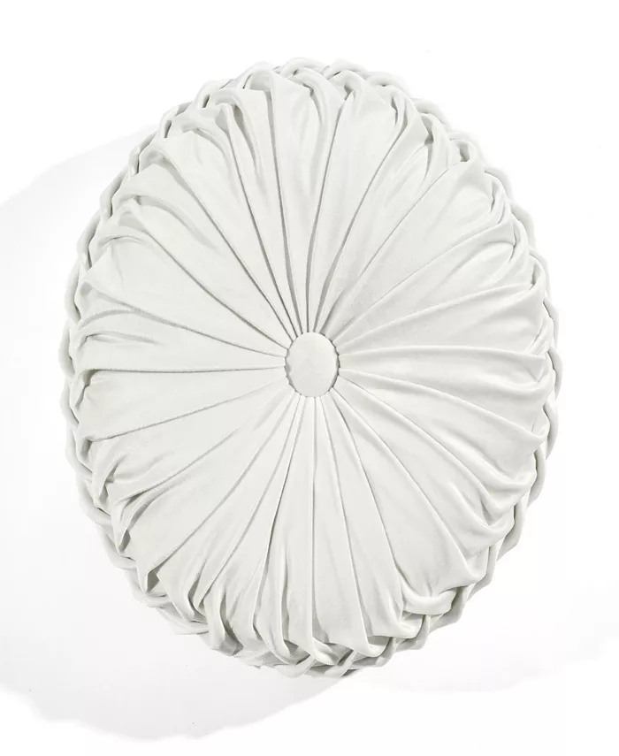 Lush Dandeacutecor Lush Decor Round Pleated Soft Velvet Decorative Single Pillow， 15