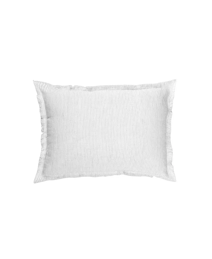 Anaya Home Light Grey White Striped Linen Down Lumbar Pillow