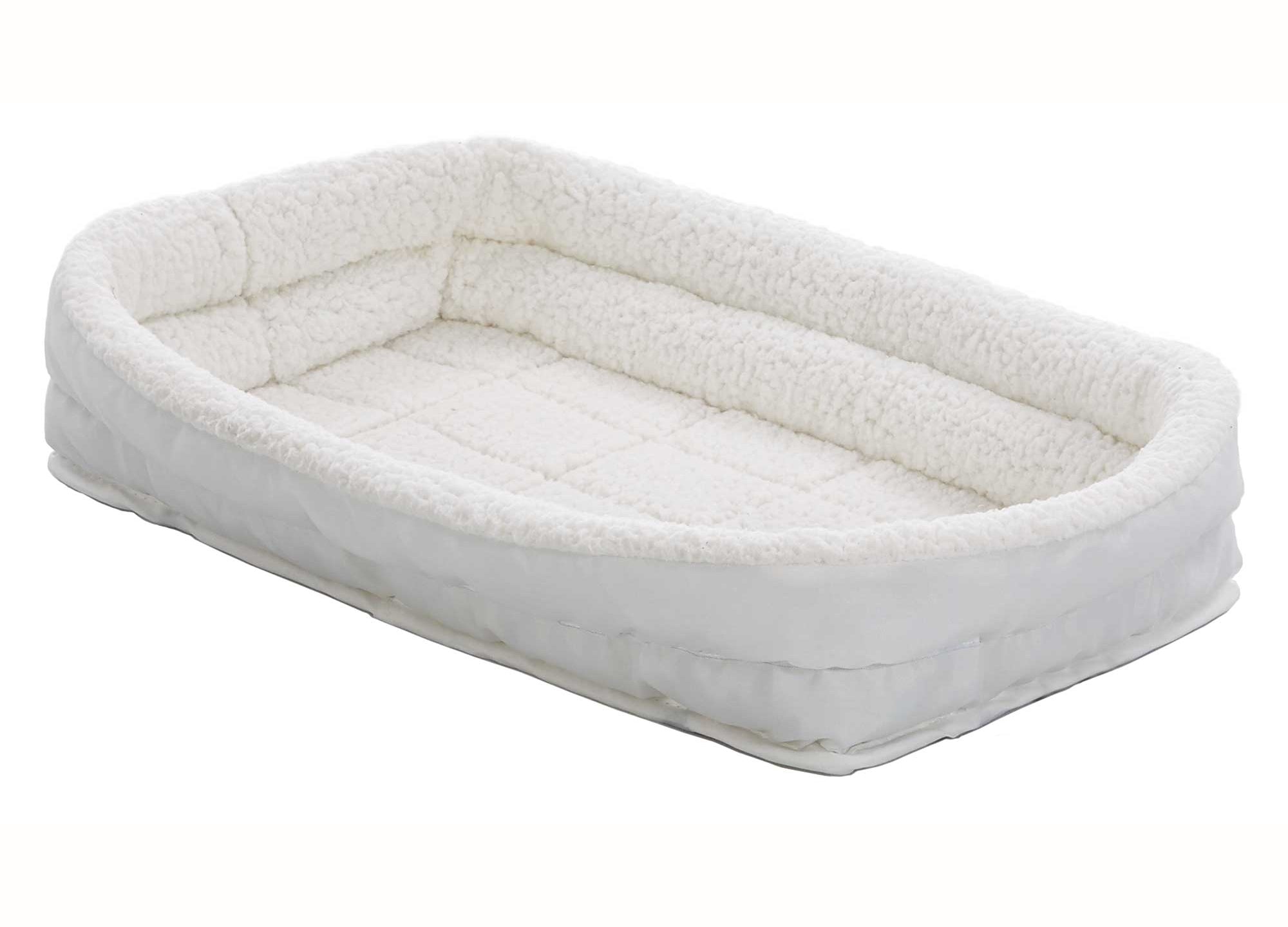 MidWest QuietTime Double Bolster Dog Bed and Crate Mat， White， 36