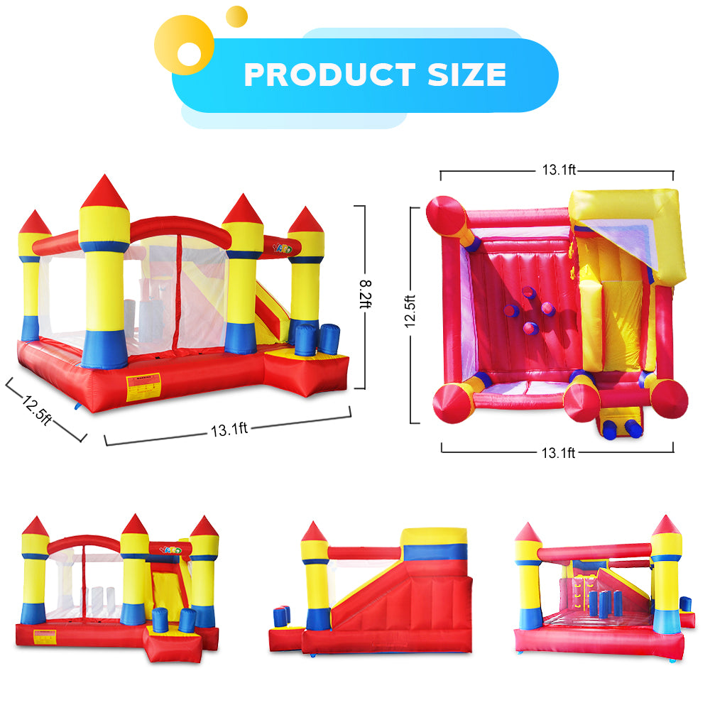 YARD Bounce House Inflatable Bouncy Castle Slide with Blower PVC Nylon 12.5*13.1*8.2ft