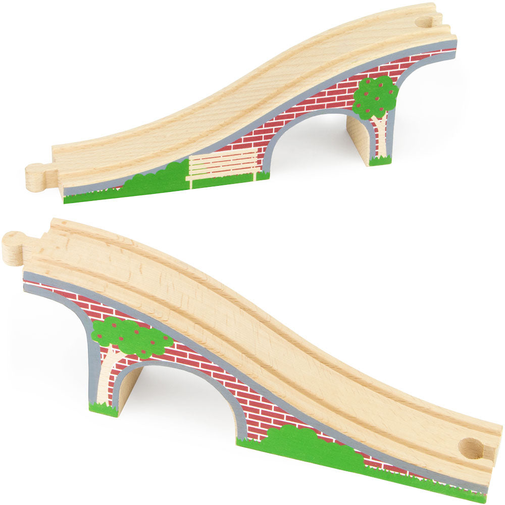 Conductor Carl Wooden Brick Bridge (2 Pack) Play Train Set