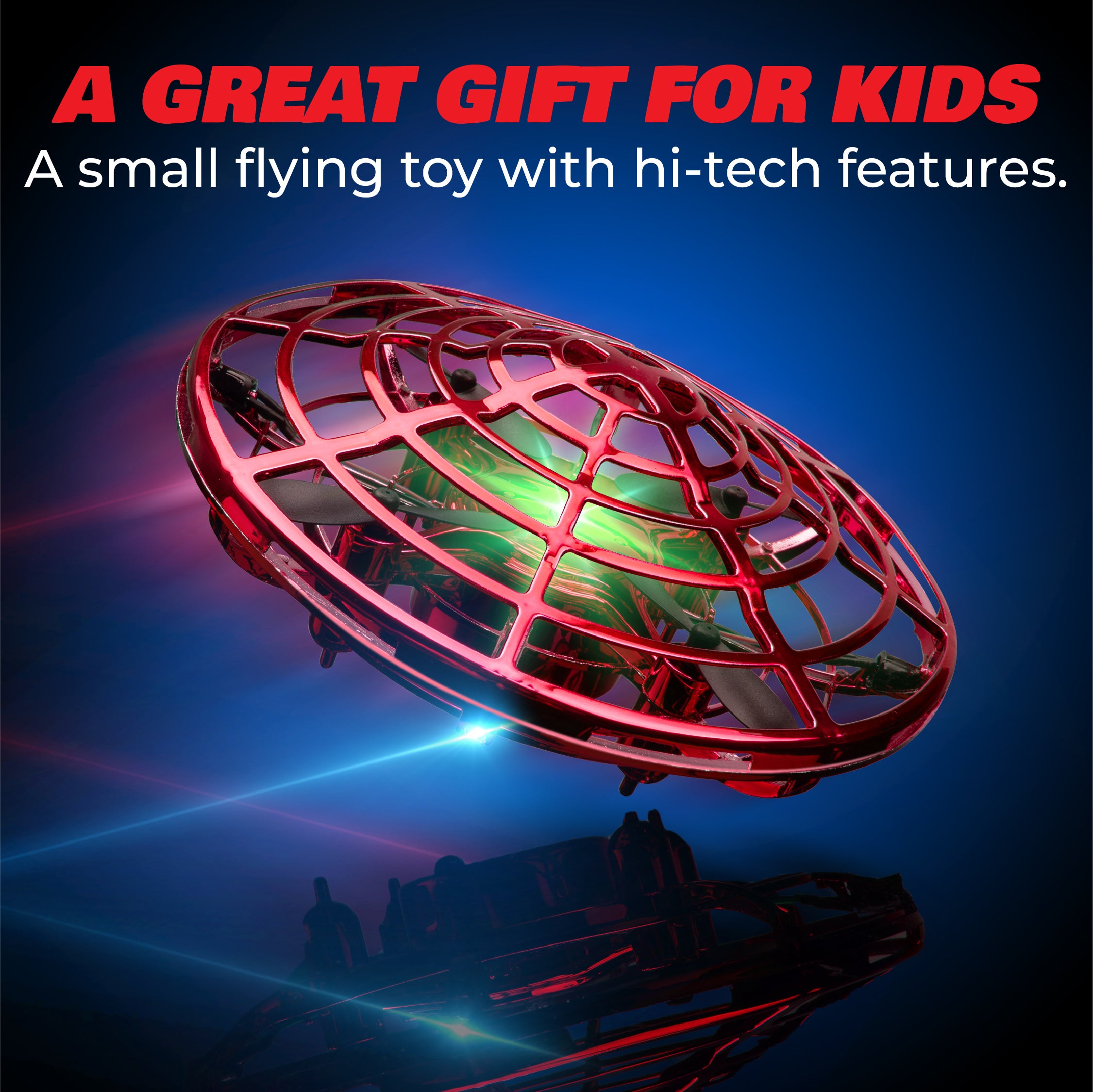 Force1 Scoot Hand Operated Drone for Kids - Red Indoor UFO Flying Toy Drone
