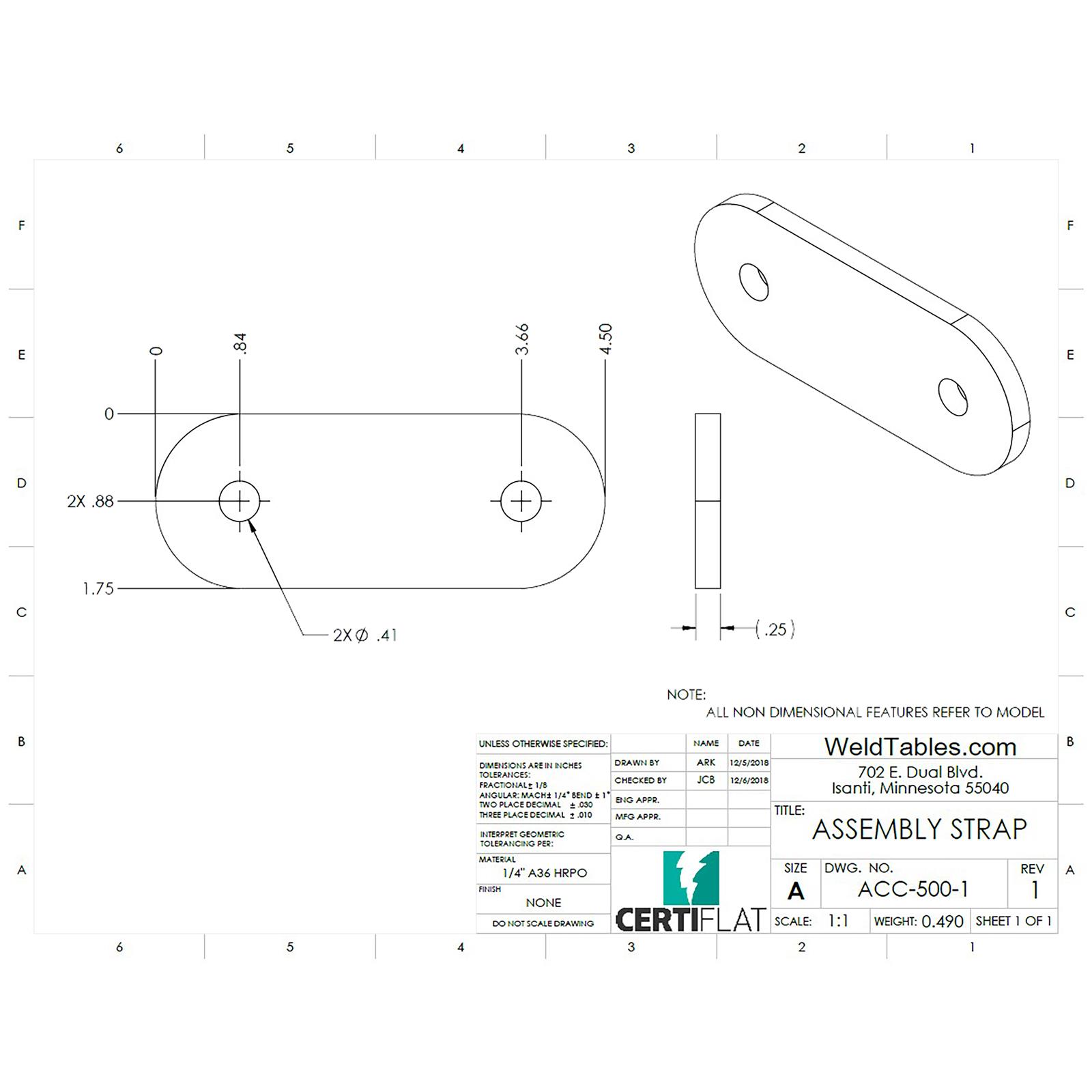 WeldTables by CertiFlat ACC-500-1 WeldTables CertiFlat Assembly Straps