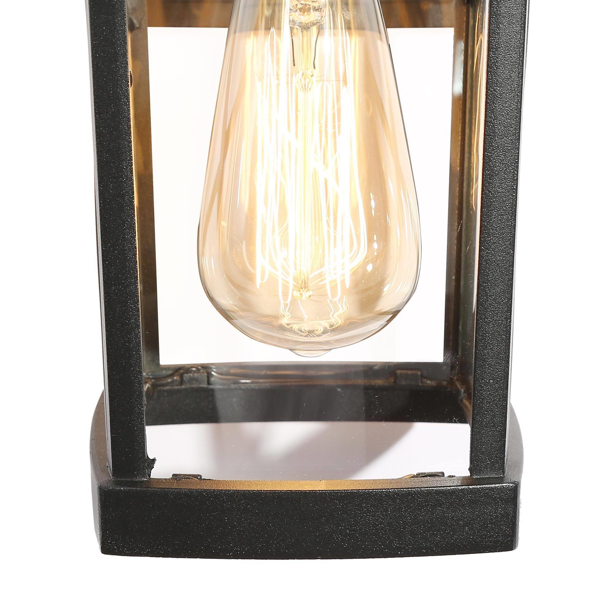 LNC Lans 2-Pack 11-in H Sandy Black Clear Glass Square Cage Modern/Contemporary Medium Base (E-26) Outdoor Wall Light,10.2"H