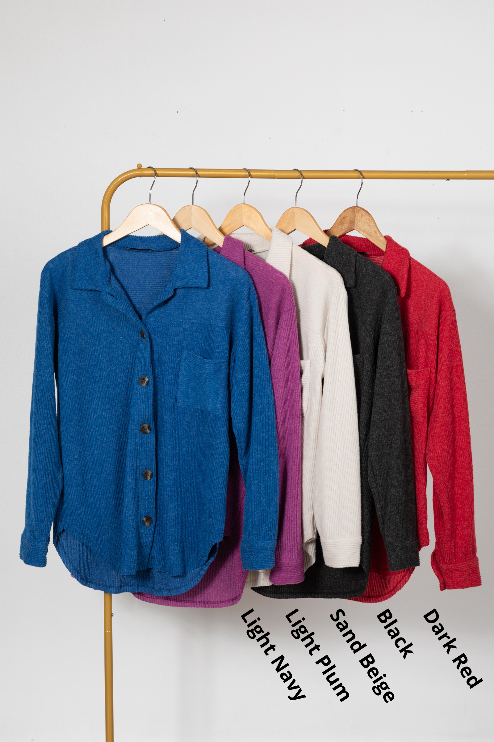 Soft Brushed Rib Collared Shackets