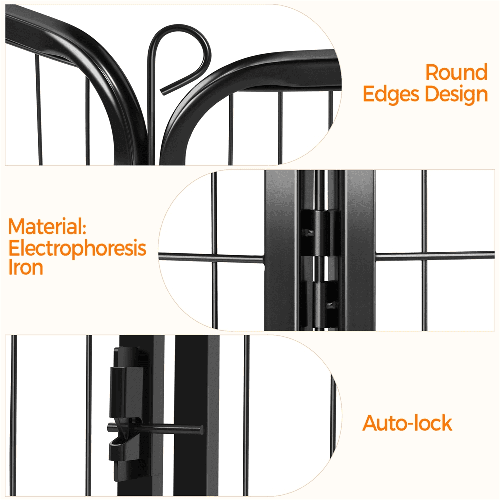 Topeakmart 16 Panel Metal Dog Playpen Heavy Duty Pet Fence with Door， Black