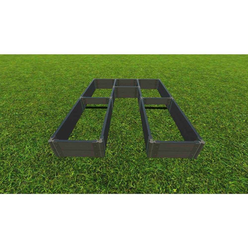 Frame It All Weathered Wood Composite Cumberland 6 ft. x 8 ft. x 11 in. Slim U-Shaped Walk-In Raised Garden Bed 800002150
