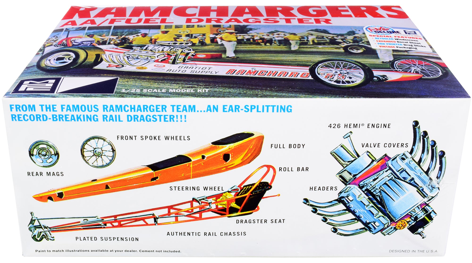 Skill 2 Model Kit Ramchargers AA/Fuel Dragster 1/25 Scale Model by MPC
