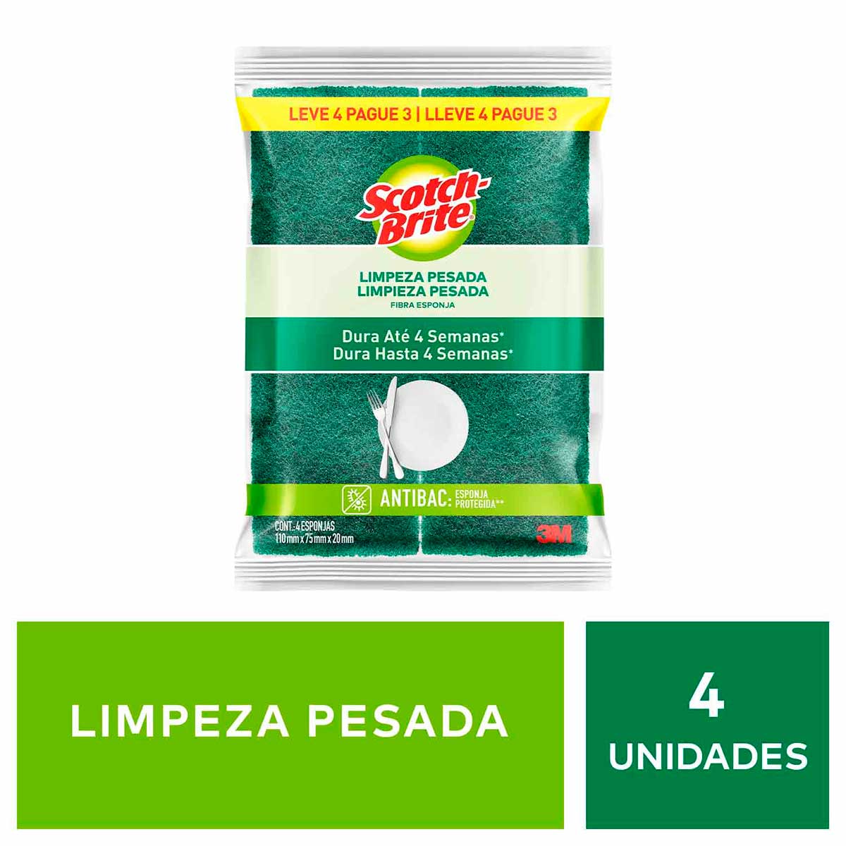 Esponja Multiuso Scotch-Brite - 4 Unidades