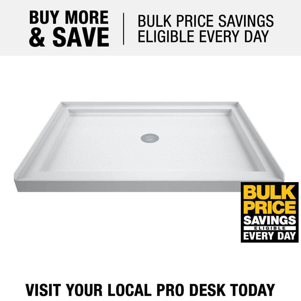 DreamLine SlimLine 42 inx 36 in Single Threshold Shower Base in White with Center Drain