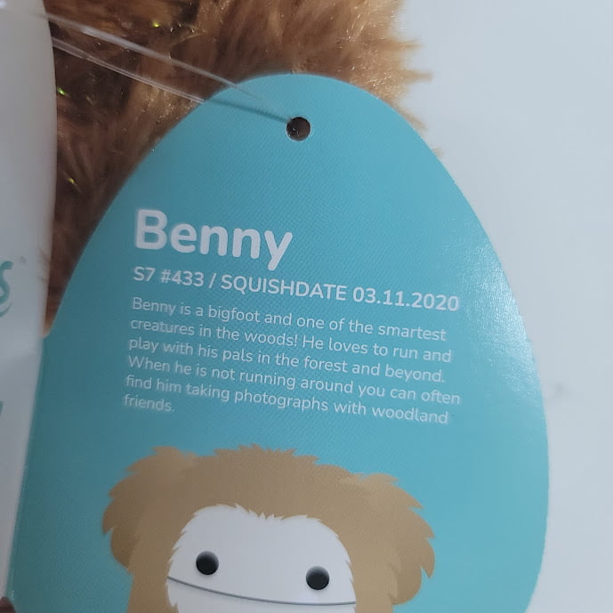 Squishmallows Official Kellytoys 7.5 Inch Benny the Bigfoot With Sparkly Gold Detail Super Soft Plush Toy