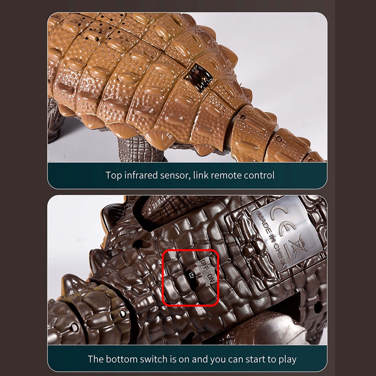 Dinosaur Remote Control Electric Simulation Ankylosaurus Back Toy For Children