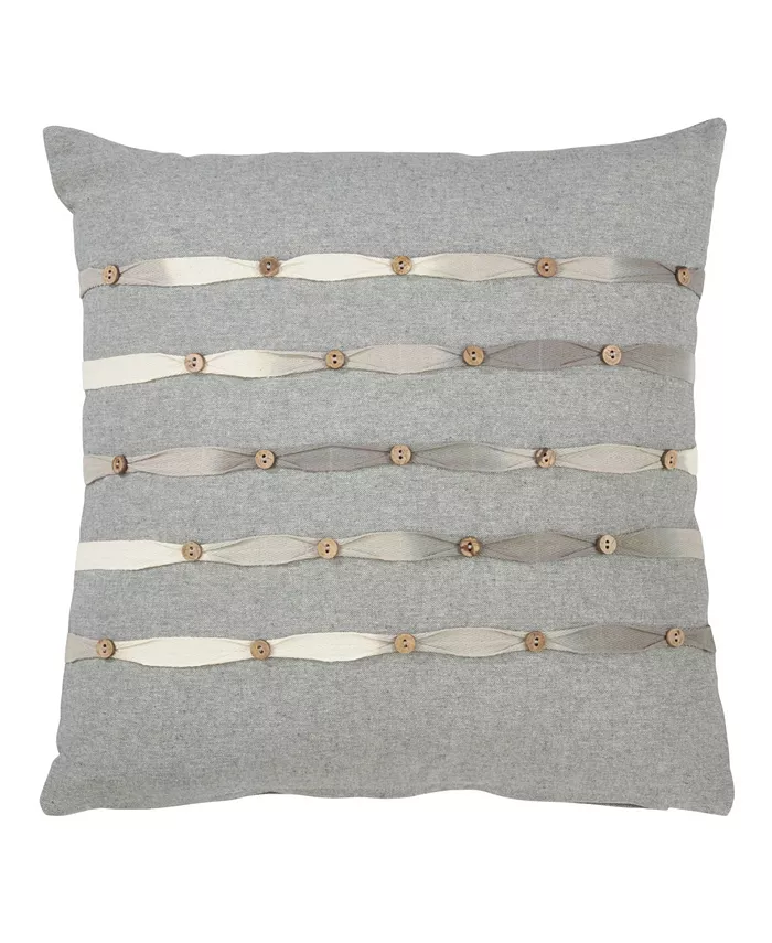 Saro Lifestyle Button Work Throw Pillow， 18