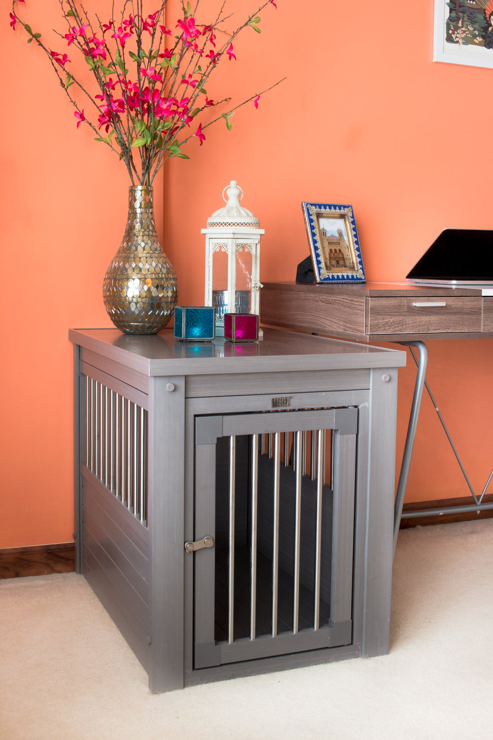 ECOFLEX Dog Crate End Table - Grey Medium