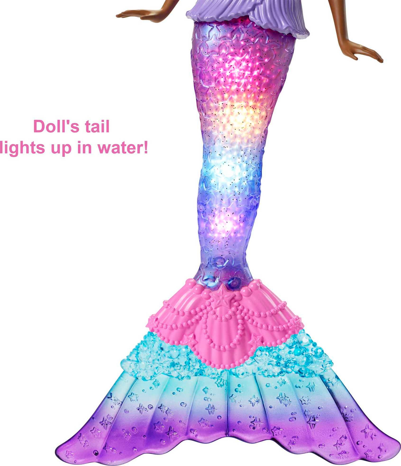 Barbie Dreamtopia Mermaid Doll with Twinkle Light-Up Tail and Purple-Streaked Hair
