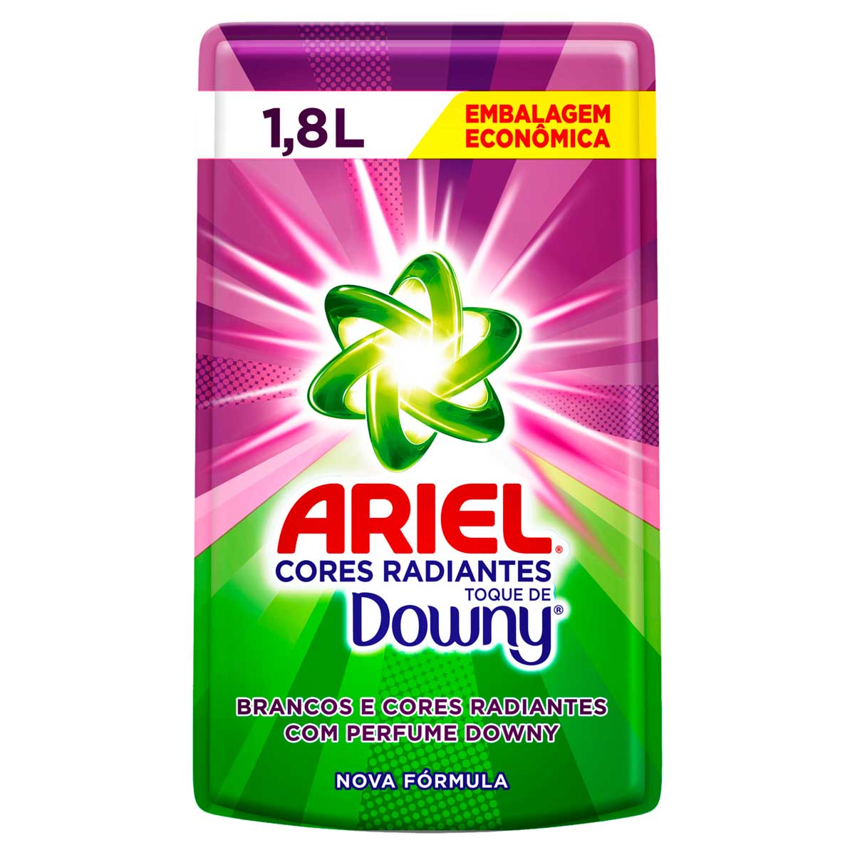 Lava-Roupas Liquido Roupas Brancas E Coloridas Toque De Downy Ariel Cores Radiantes Sache 1,8l Refil Embalagem Economica