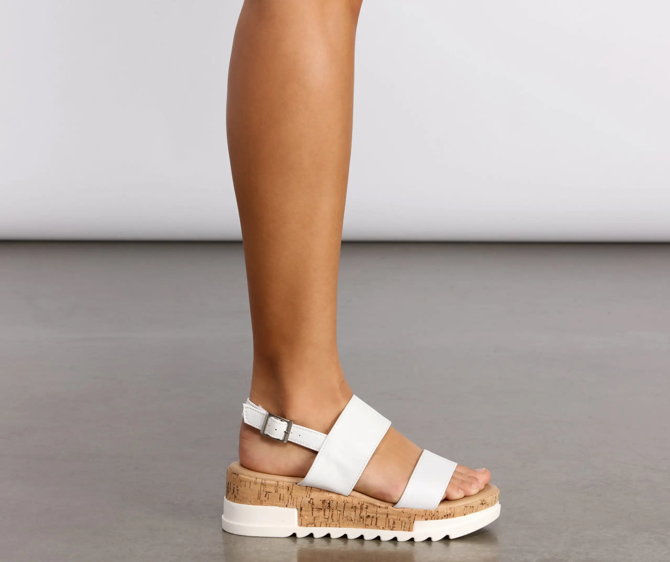 Just In Time Faux Leather Platform Sandals