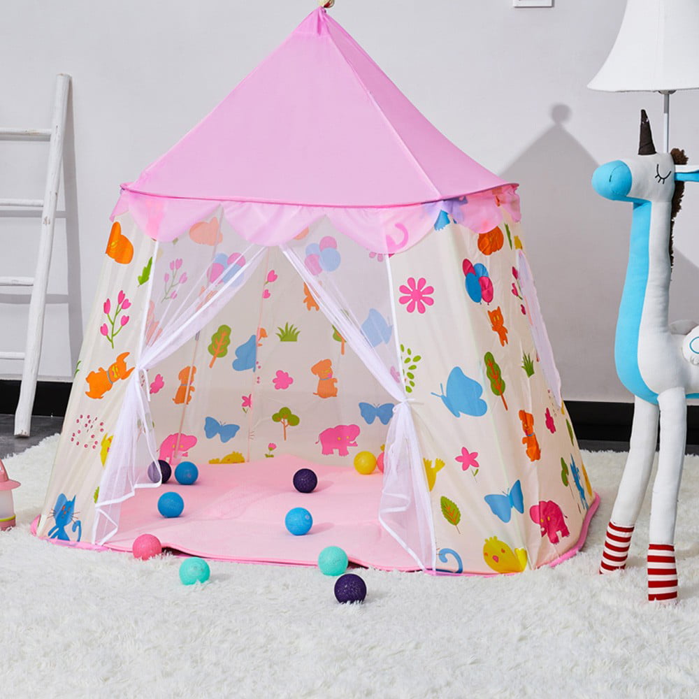 Willwolf Kids Princess Castle Tent for Indoor Outdoor Use - Children Playhouse Pink Polyester Age 2+