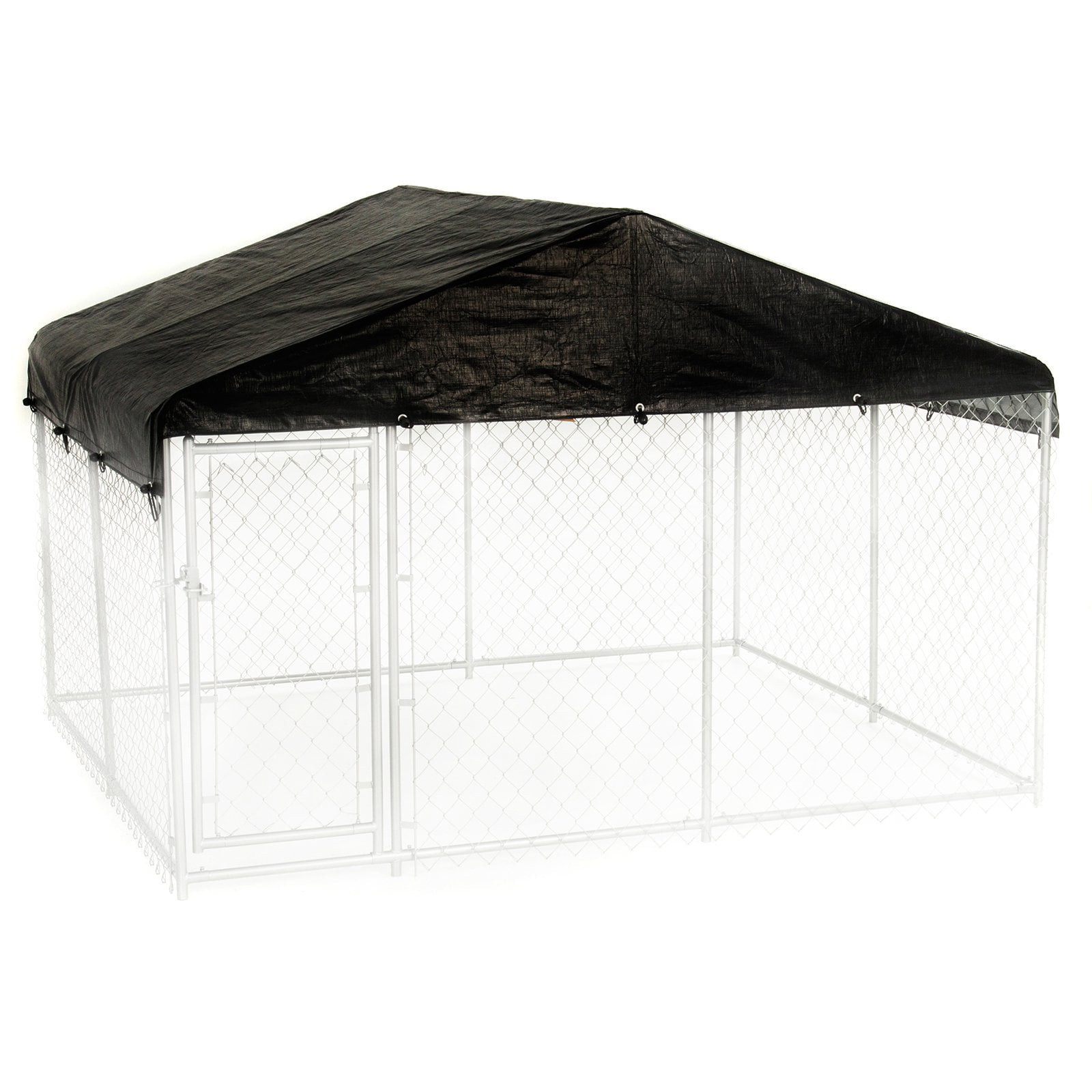 Lucky Dog WeatherGuard Outdoor Dog Kennel Roof Cover， Black， 10'L x 10'W x 1'H