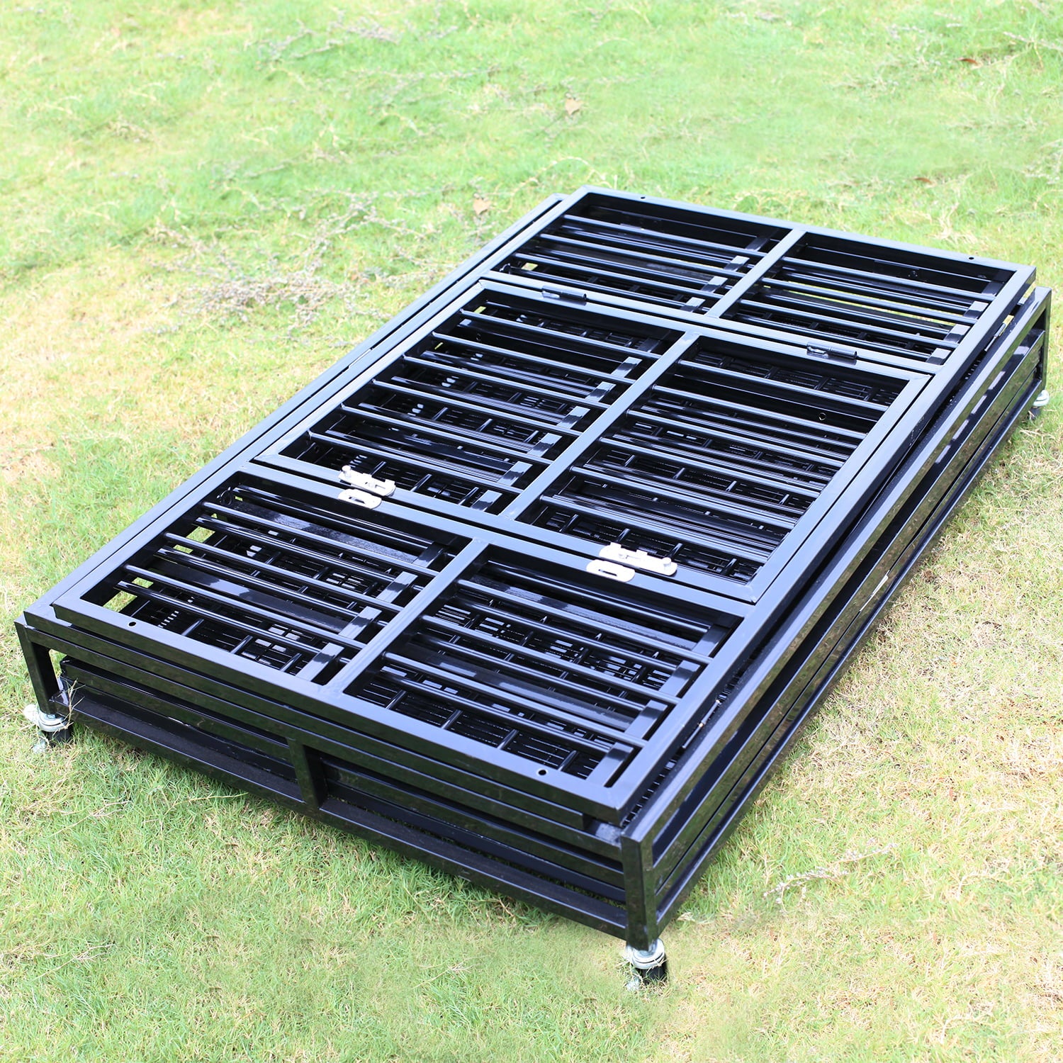 Wonline Metal Heavy Duty Dog Cage with Wheels， Black