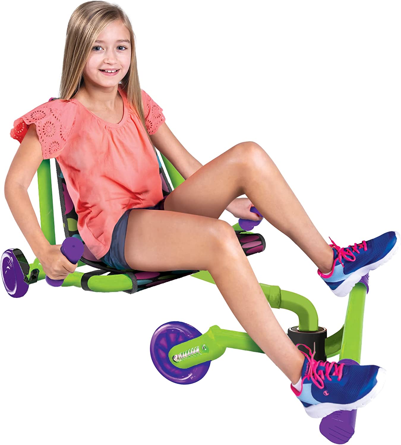 Roller Racer Purple and Green Go Kart， - Swing Side-to-Side for Amazing Ride， Powered by Zig-Zag Motion