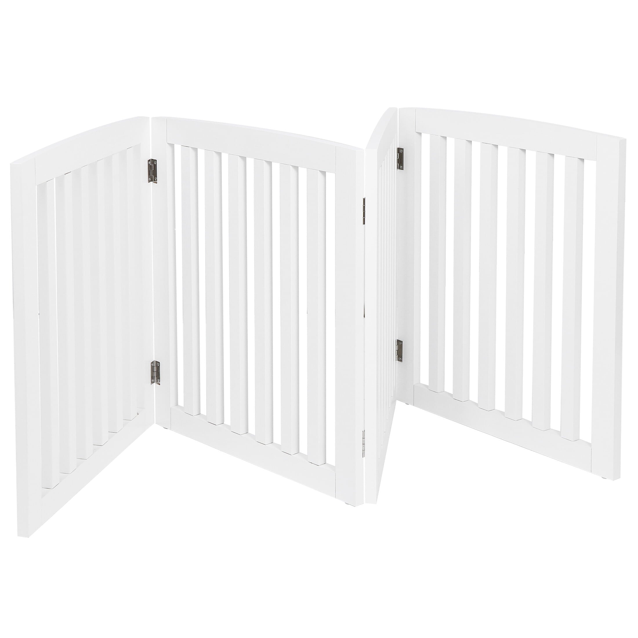 Zeny 4 Panels Foldable Pet Gate Entryway Dog Fence MDF Frame with 8 Protectors
