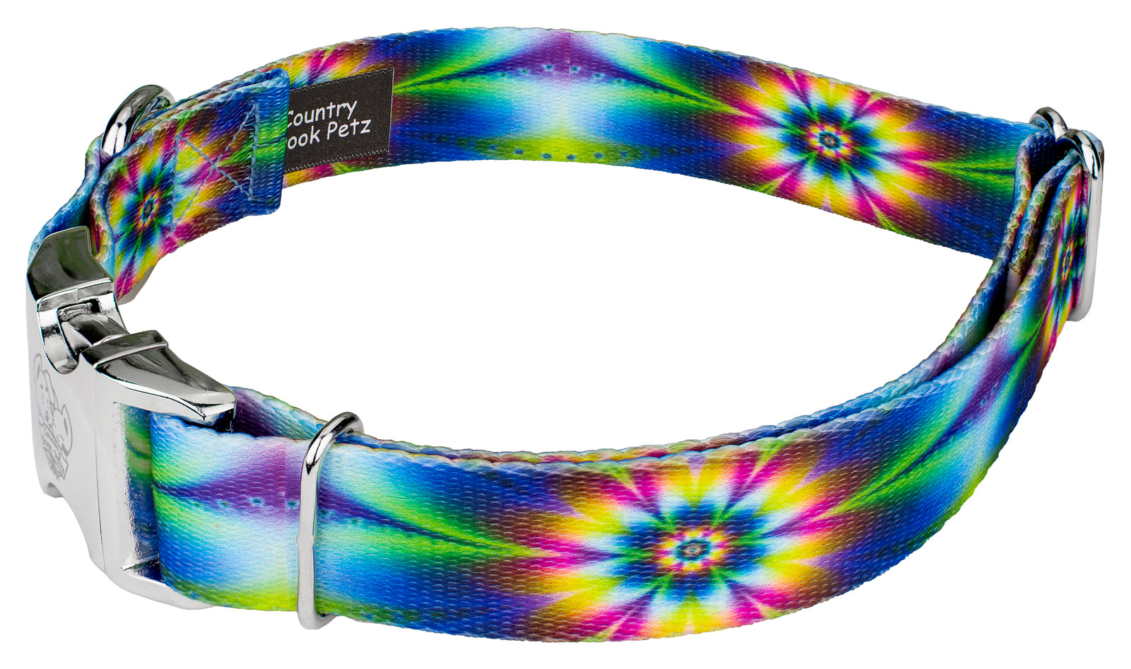 Country Brook Petz® Premium Tie Dye Flowers Dog Collar and Leash， Large