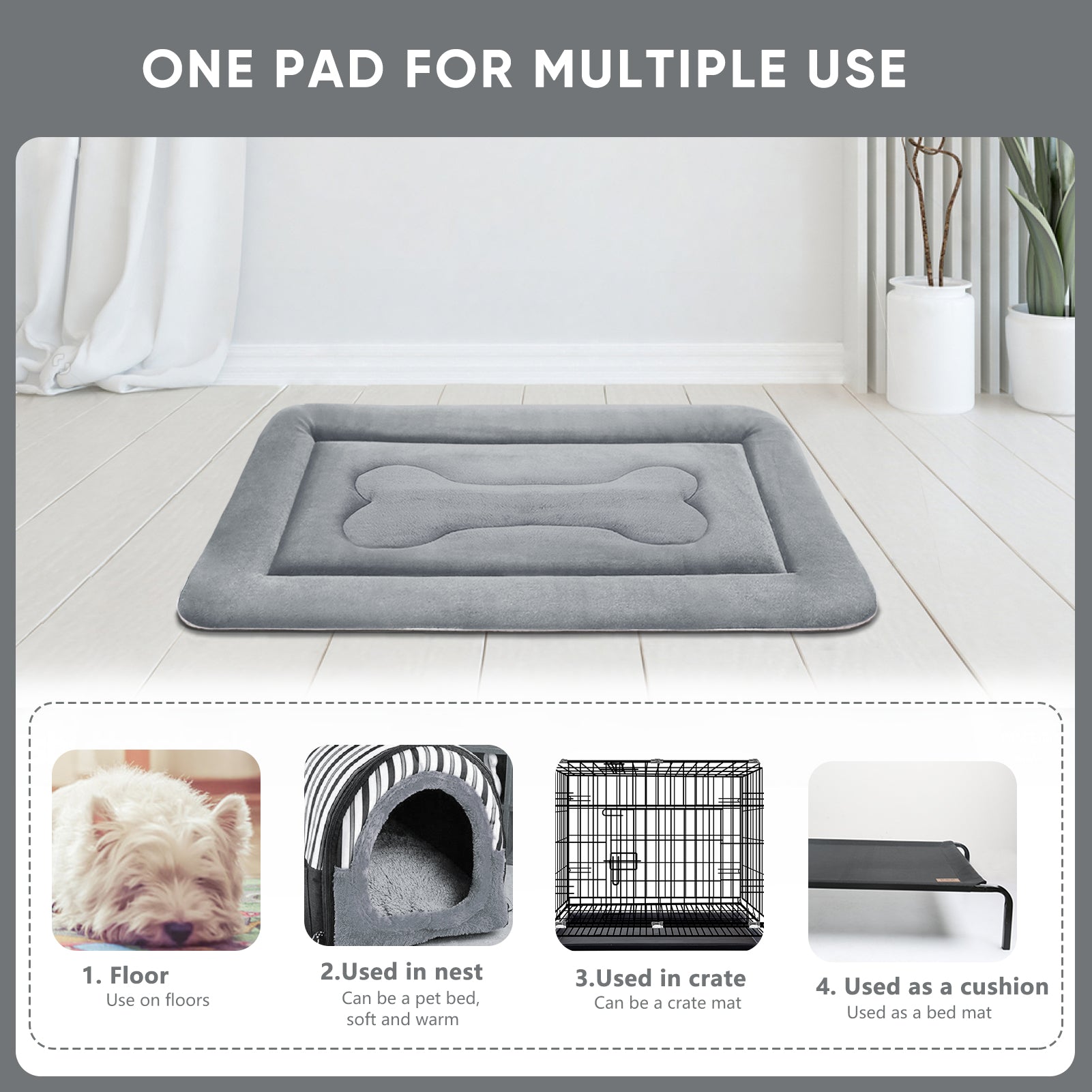 PROCIPE Large Dog Bed Big Crate Mat 47in Anti-Slip Washable Soft Mattress Kennel Pads
