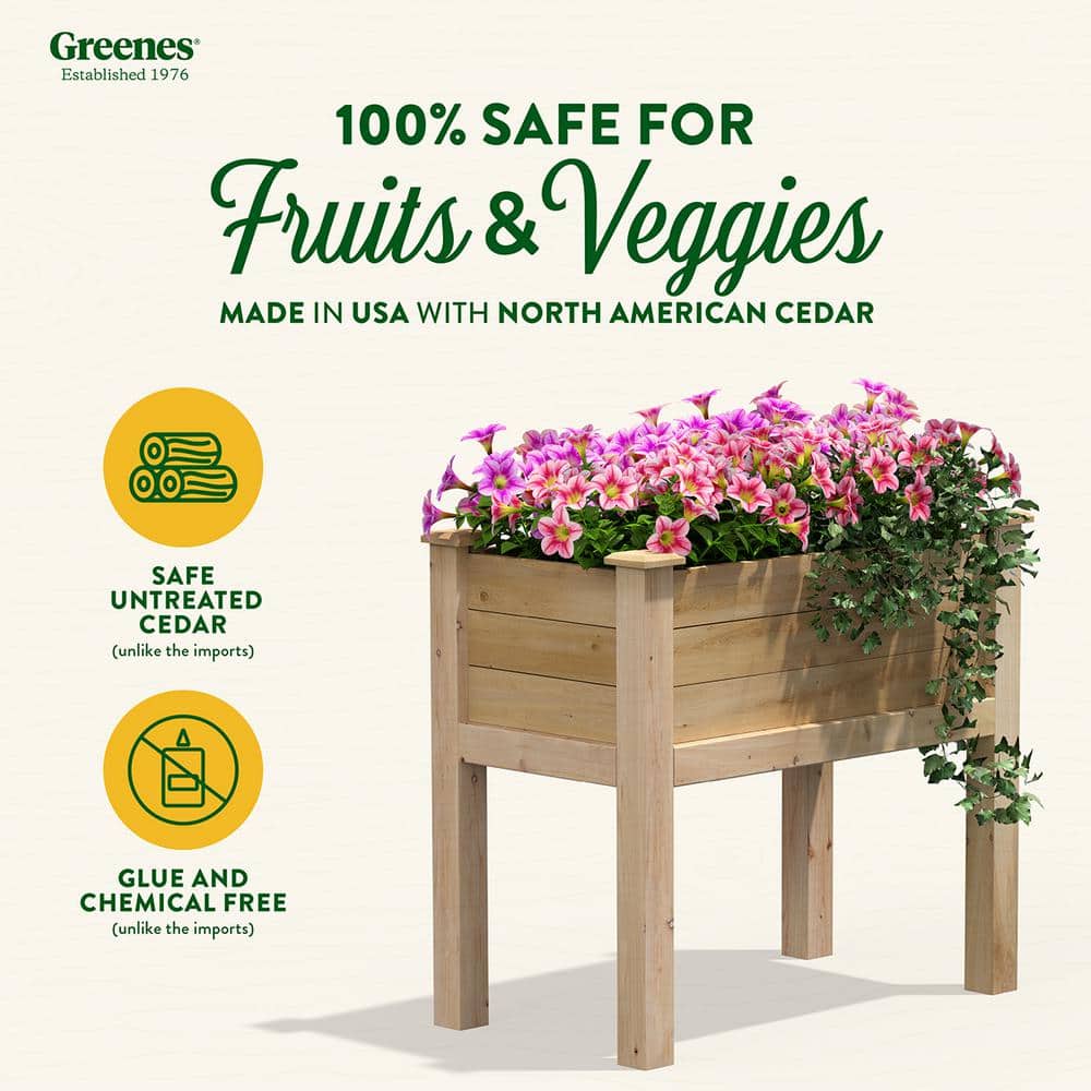 Greenes Fence 32 in. L x 16 in. W x 31 in. H Original Cedar Elevated Garden Bed RCEV1632