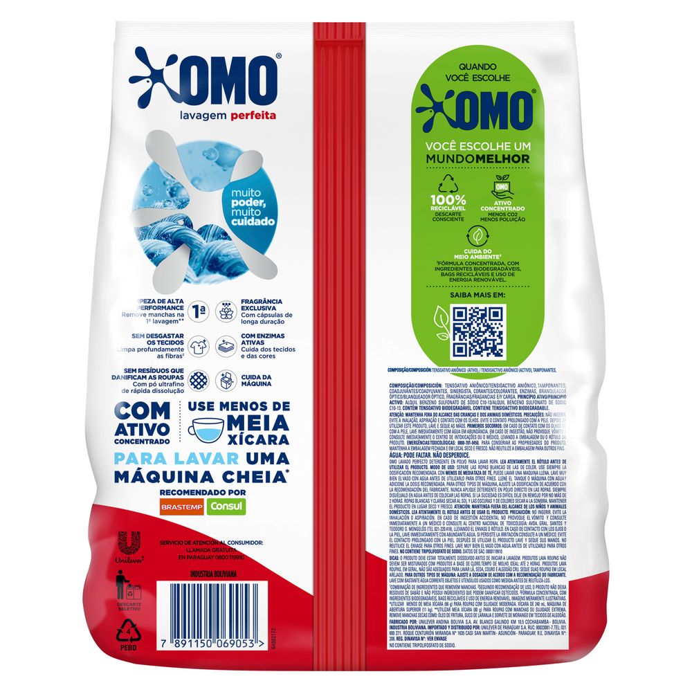 Lava Roupas em Po Omo Lavagem Perfeita Pacote Tamanho Familia 4Kg