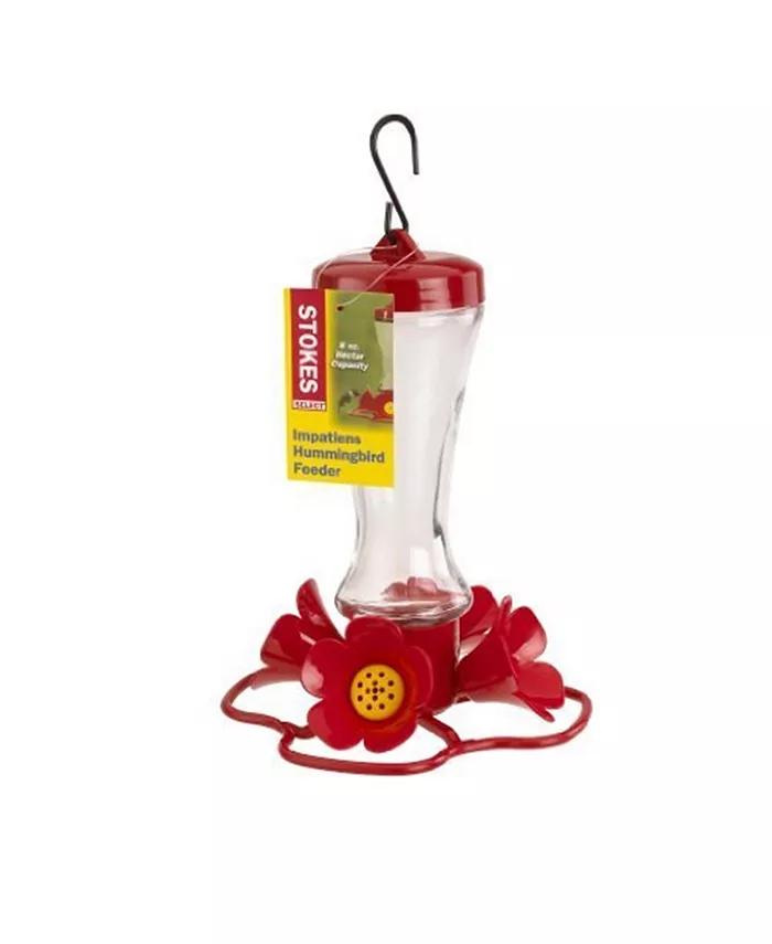 Stokes Select Impatiens Hummingbird Feeder with Four Feeding Ports， 8 fl oz Nectar Capacity