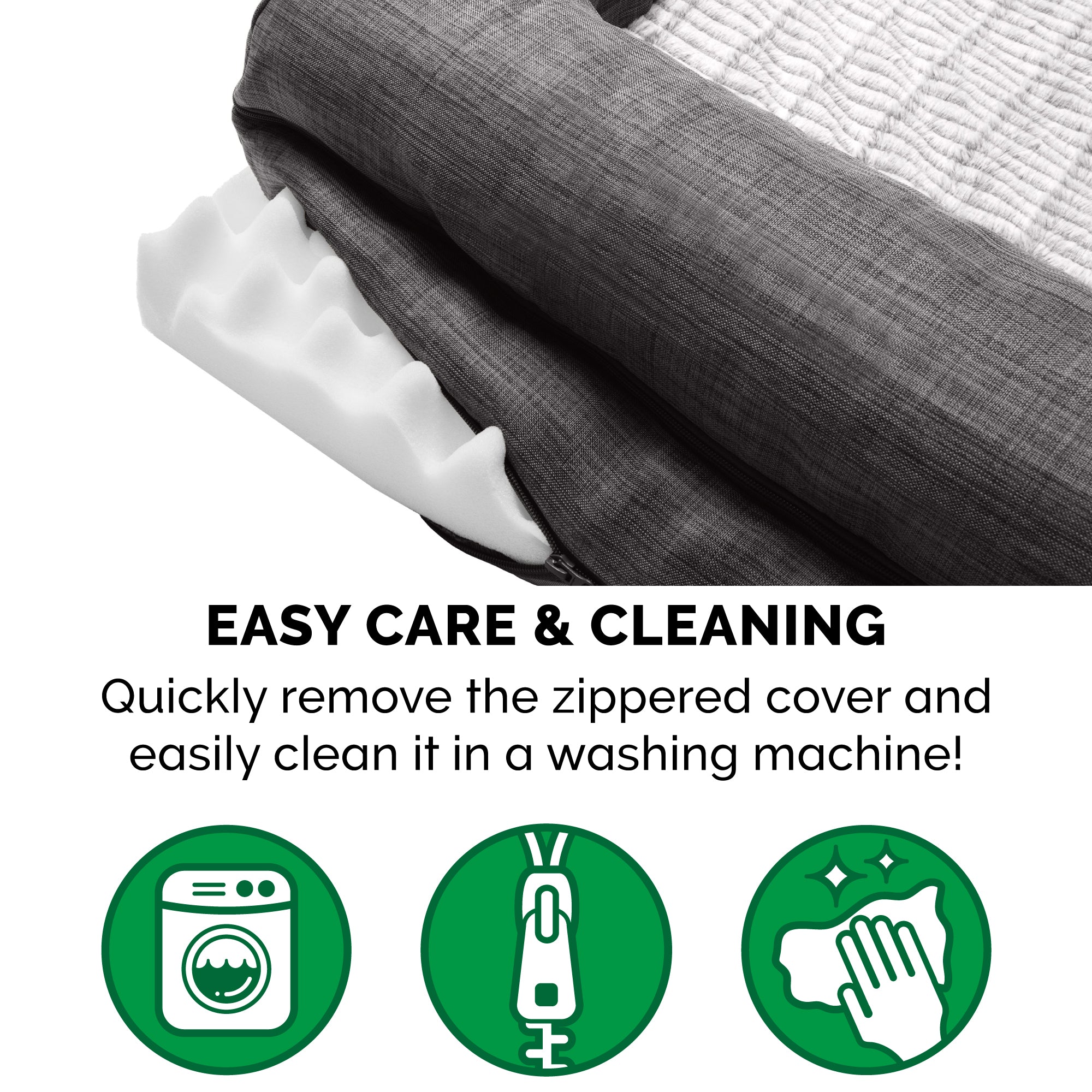 FurHaven | Orthopedic Luxe Fur and Performance Linen Sofa Pet Bed for Dogs and Cats， Charcoal， Jumbo