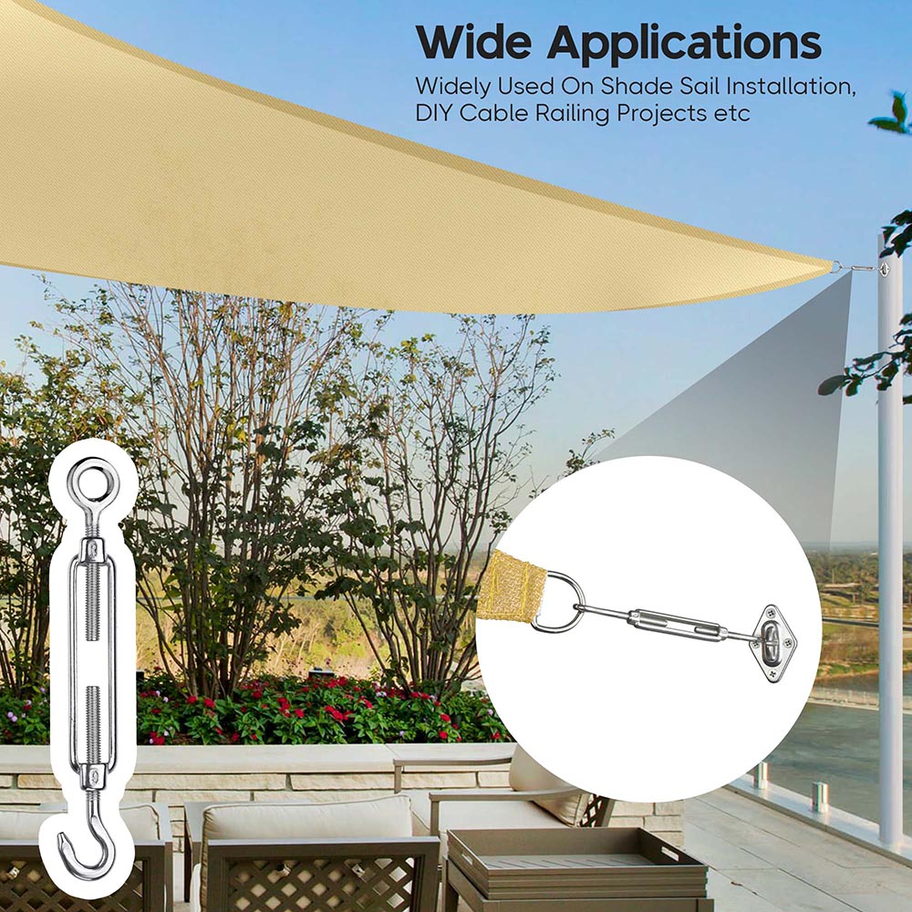 Yescom 6pcs 316 Stainless Steel M6 Hook & Eye Turnbuckle