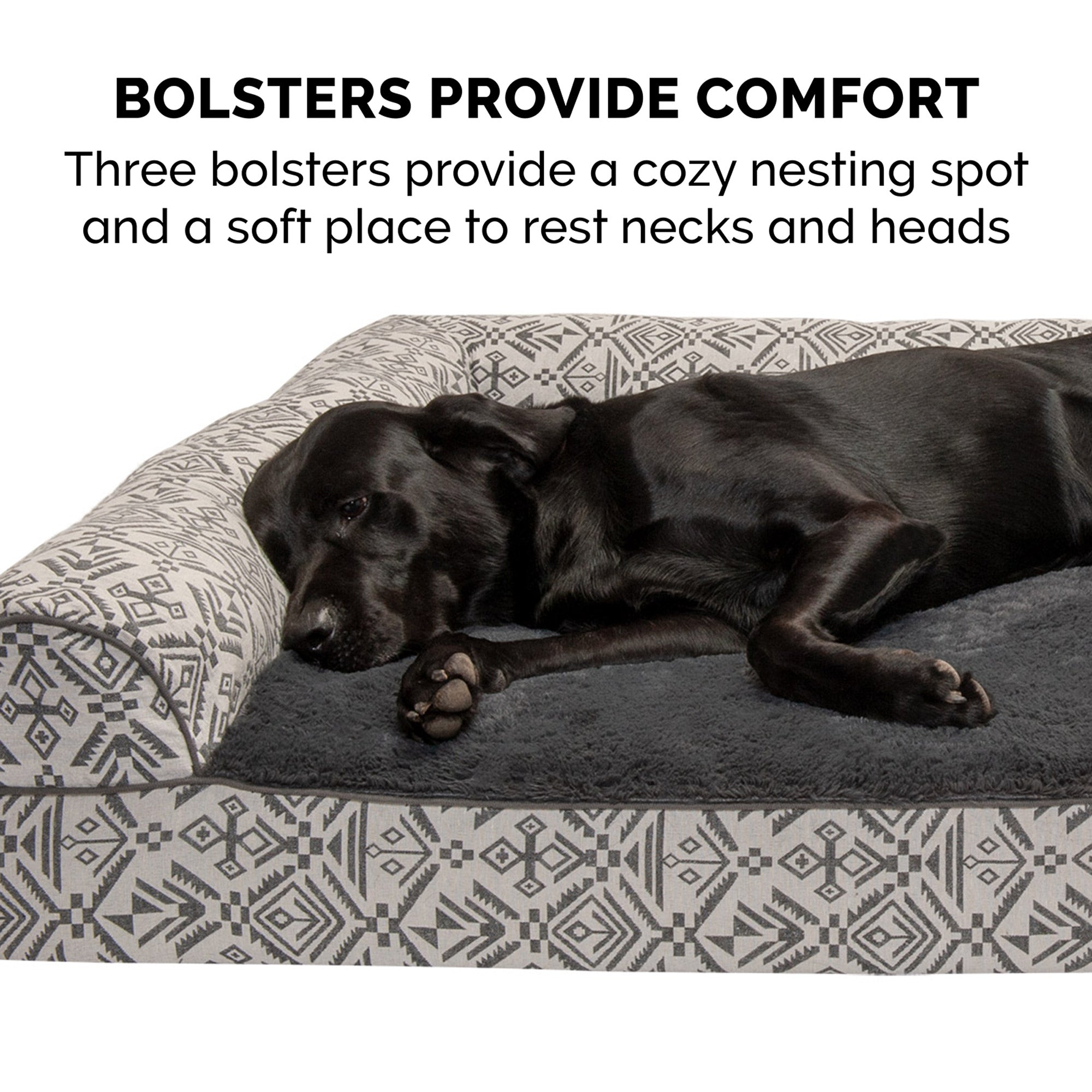 FurHaven | Orthopedic Southwest Kilim Sofa Pet Bed for Dogs and Cats， Boulder Gray， Jumbo Plus