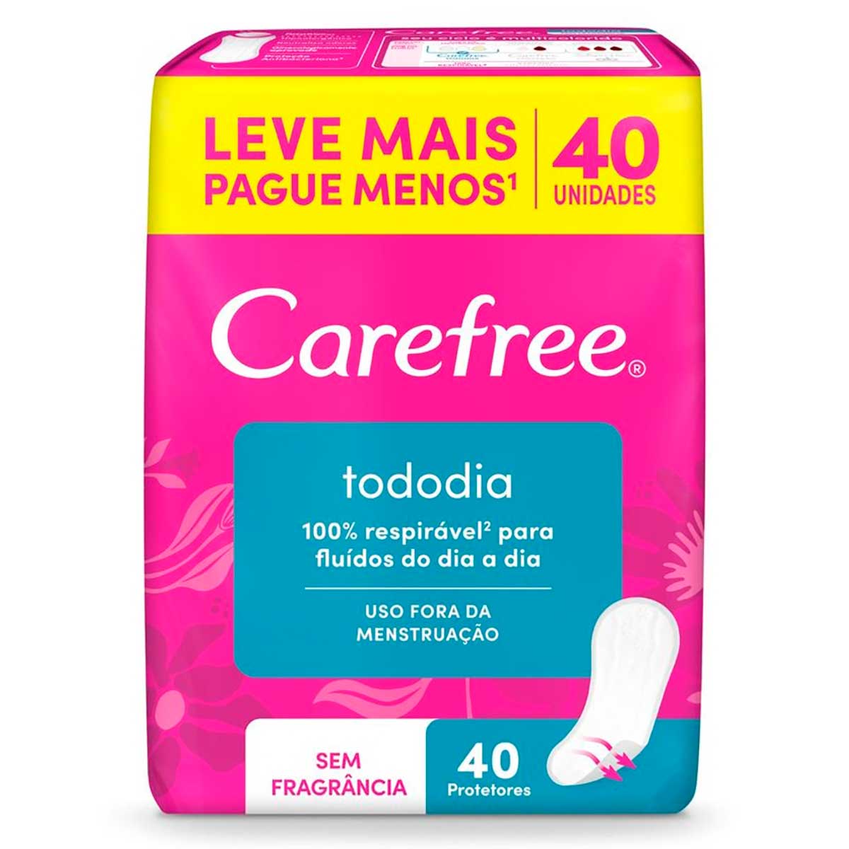 Protetor Diario Todo Dia sem Perfume Carefree 40 Unidades
