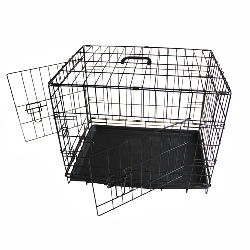 Iconic Pet Foldable Double Door Pet Crate with Divider， Small， 30