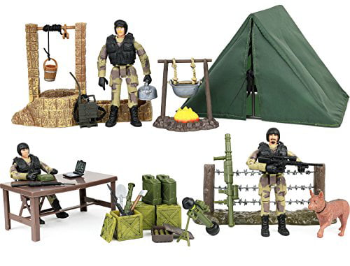 Click N' Play Military Campsite 35 Piece Play Set With Accessories