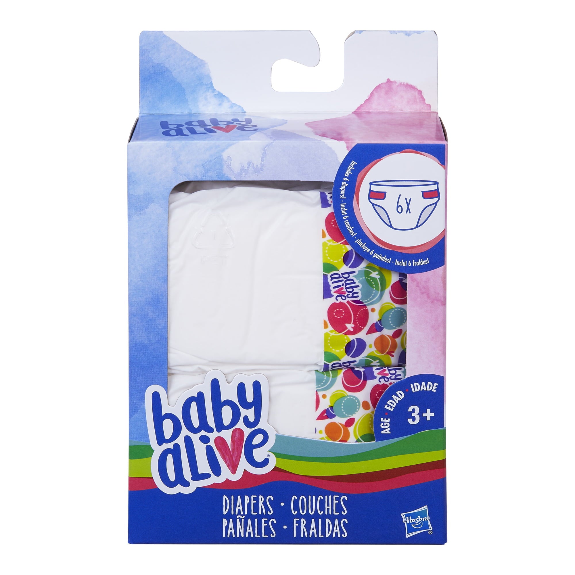 Baby Alive 6 Pack of Diaper Refills for Baby Alive Dolls, Includes 6 Diapers