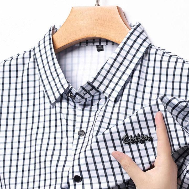 Camisa em Seda Gelo Captain™  Xadrez Náutico para o Homem de Prestígio!