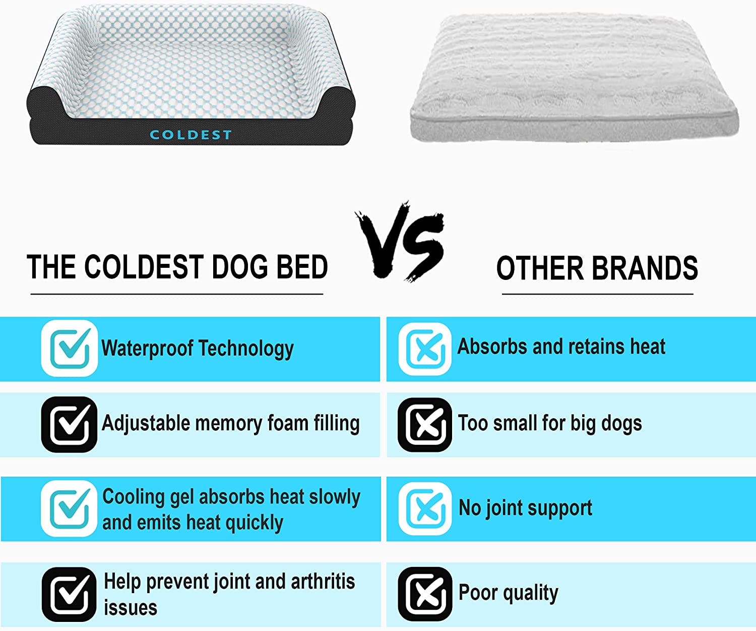 Coldest Cozy Dog Bed - Cooling Medium Dog Beds - Washable Removable Cover Comfortable and Anti Slip (Large， Grey)