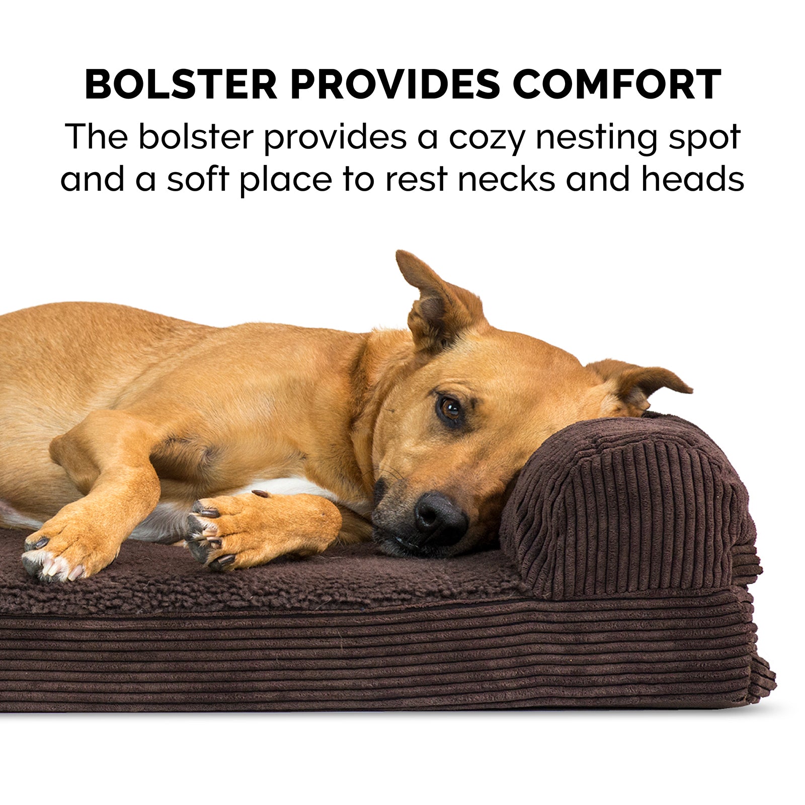 FurHaven Pet Products Deluxe Orthopedic Faux Fleece Couch Pet Bed for Dogs and Cats， Espresso， Small