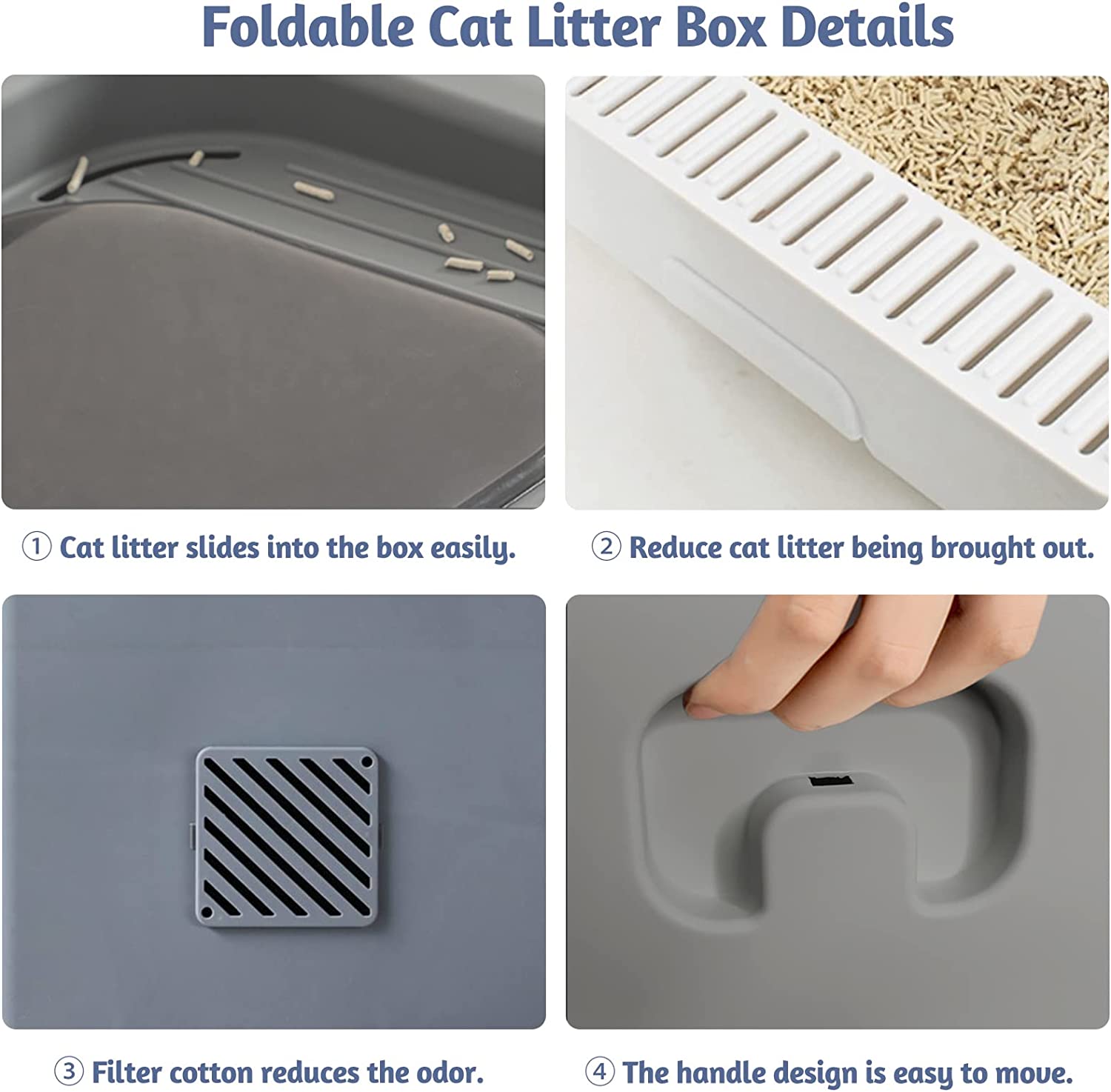 Hamiledyi Foldable Cat Litter Box with Lid， Enclosed Drawer Kitty Litter Pan Front and Top Entry Door Cat Potty with Plastic Scoop Anti-Splashing No Smell Easy to Scoop