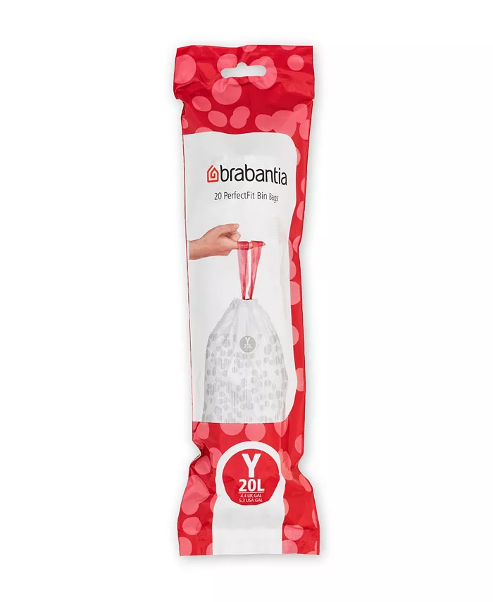 Brabantia PerfectFit Trash Bags， Code Y， 5.3 Gallon， 20 Liter， 120 Trash Bags