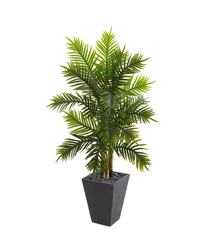 Nearly Natural 5.5' Areca Palm Artificial Tree in Slate Finished Planter