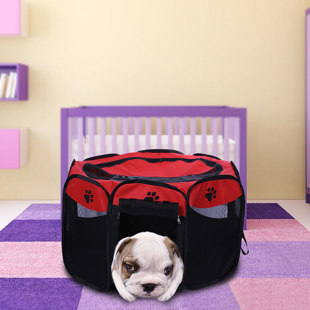 Portable Foldable Waterproof Pet playpen Open-Air Oxford Air Mesh Playpen and Exercise Pen Tent House Playground for Dogs and Cats Small size