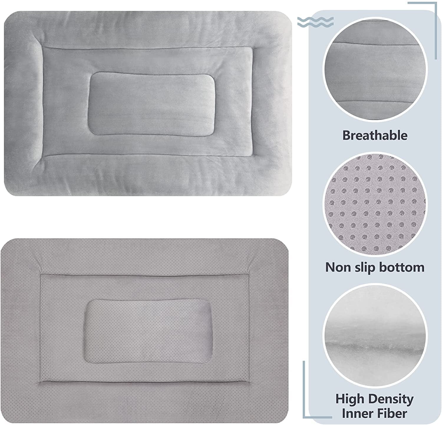 PROCIPE Pet Bed Washable Dog Crate Mat Anti-Slip Kennel Pads 42 inch Grey