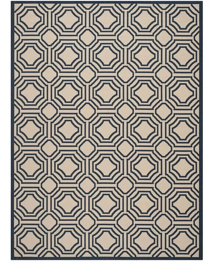 Safavieh Courtyard Beige and Navy 8' x 11' Outdoor Area Rug