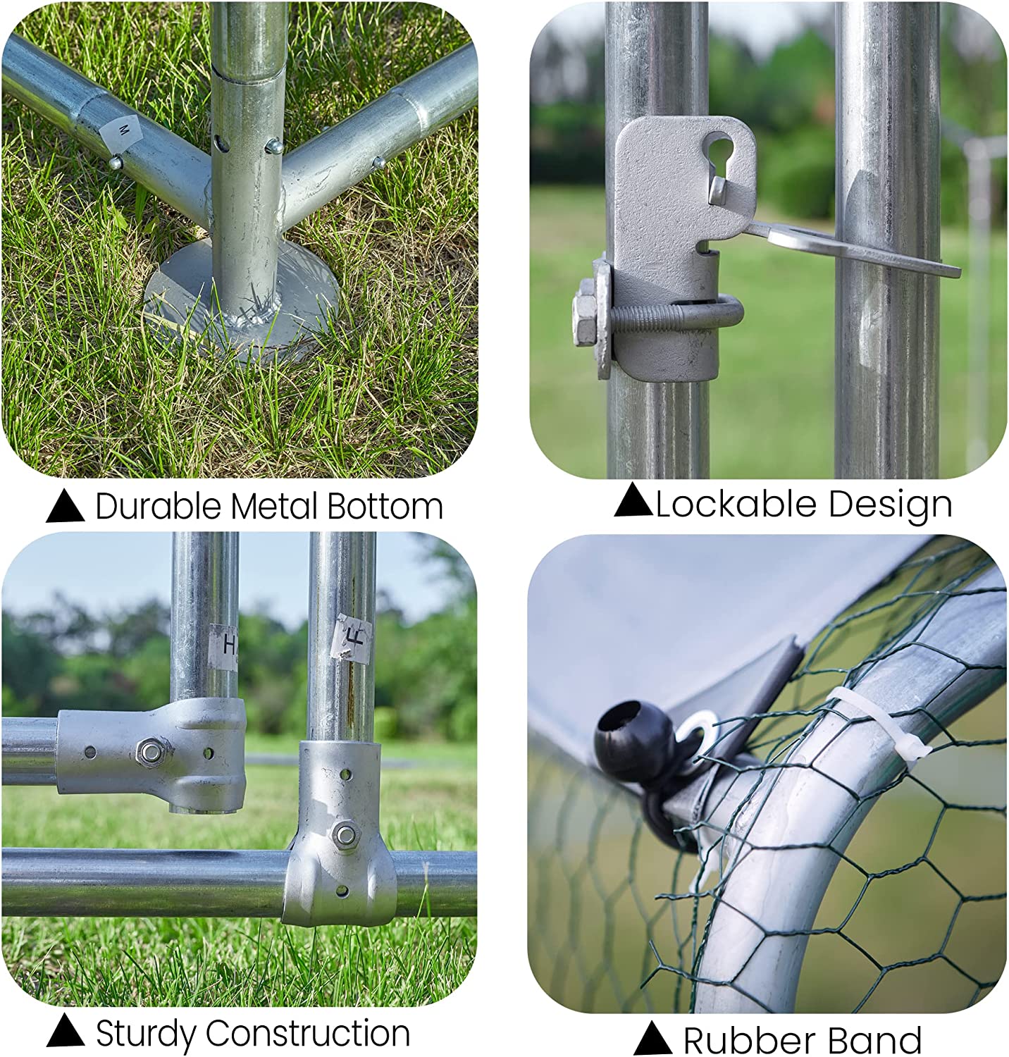 HITTITE 1.26'' Tube Chicken Coop Run Large Metal Chicken Coop， Outdoor Walk in Chicken Coop Cage， Heavy Duty Spire Shaped Chicken Pen Chicken Runs for Yard with Waterproof and Anti-UV Cover