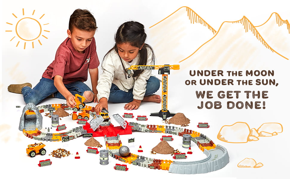 JitteryGit Truck Construction Race STEM Car Track Toy for Kids | Toy Trucks Gift for Boys Girls Toddlers Ages 3 4 5 6 7